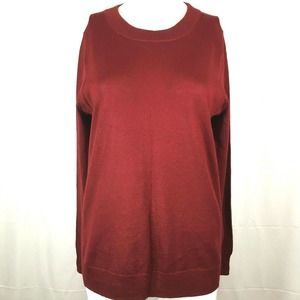 J. Crew Sweater Womens Sz M Maroon Red Merino‎ Wool Blend Pullover